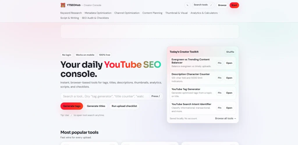 Youtube SEO Tools-YT⁠ SEO Hub 