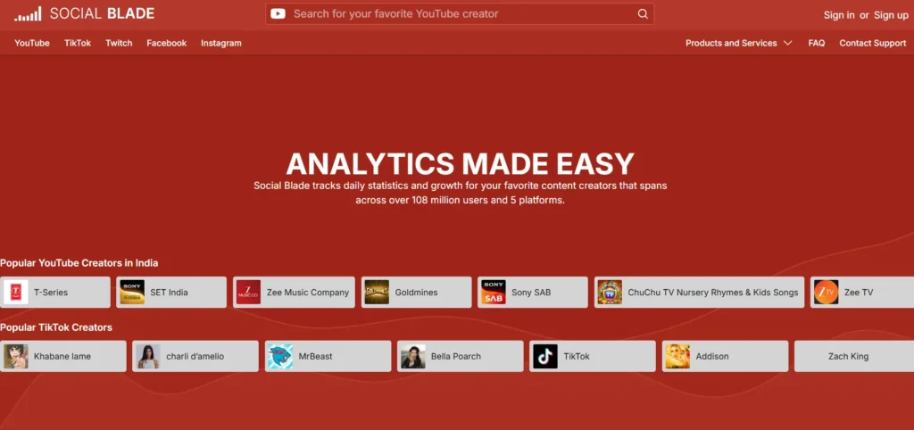 YouTube SEO Tool - Social Blade