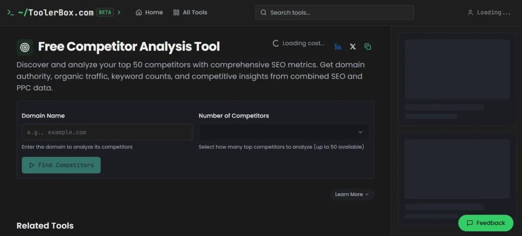 ToolerBox Competitor Finder - Competitor Analysis Tool