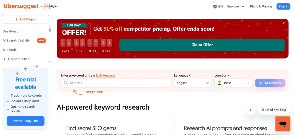 Ubersuggest - Competitor Analysis Tool