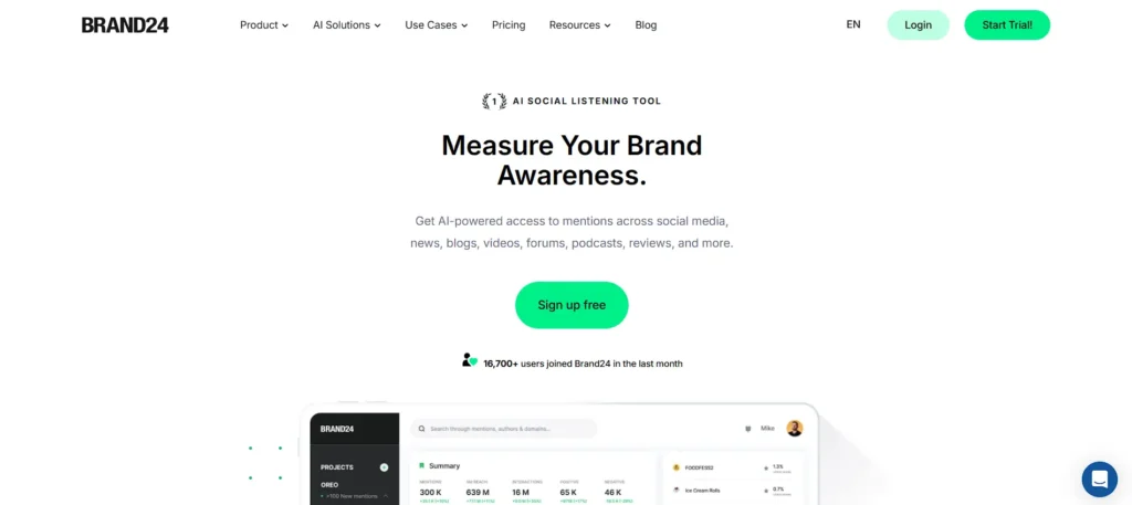 social media monitoring tool - Brand24