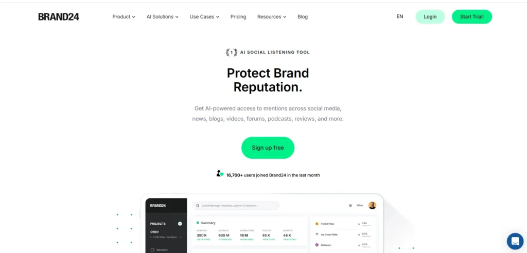 Social Media Monitoring Tool- Brand24
