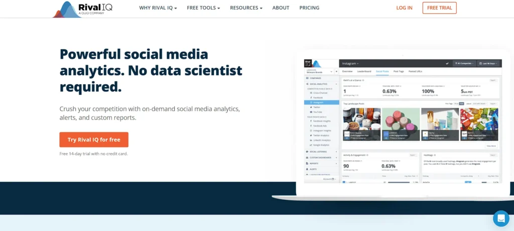 social media monitoring tool - RivalIQ