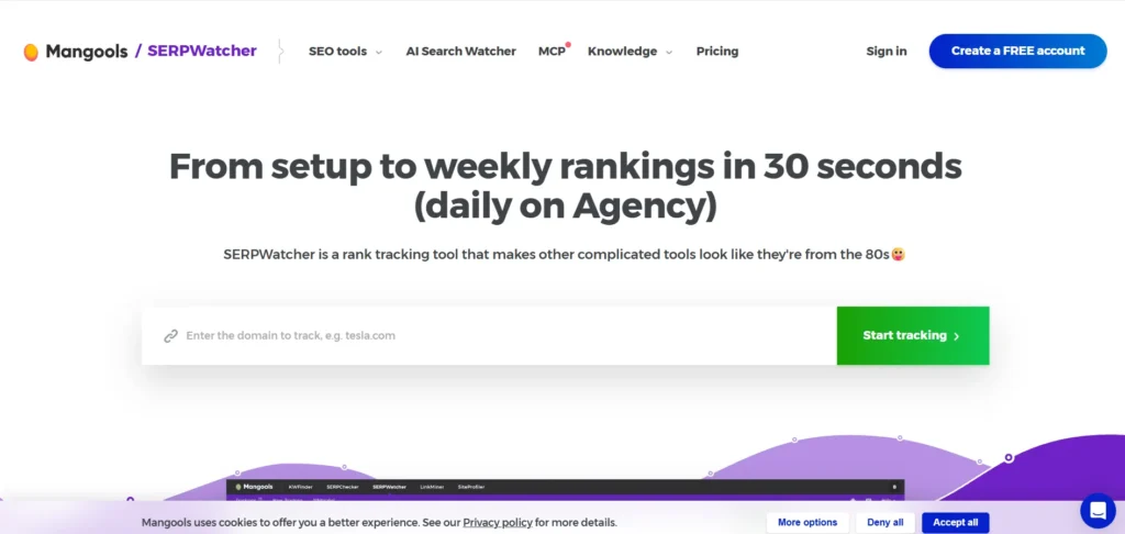 Rank Tracking Software- Mangools (SERPWatcher)