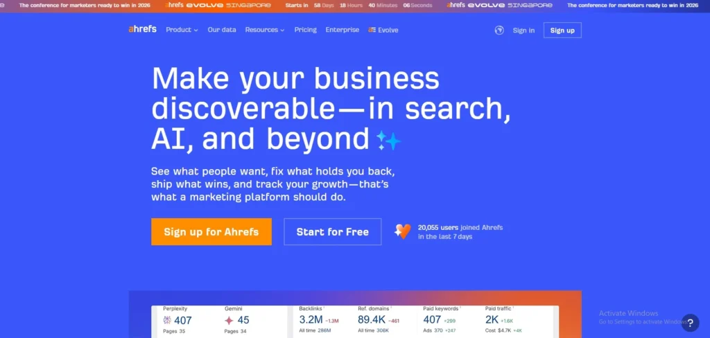 rank tracking tools -Ahrefs