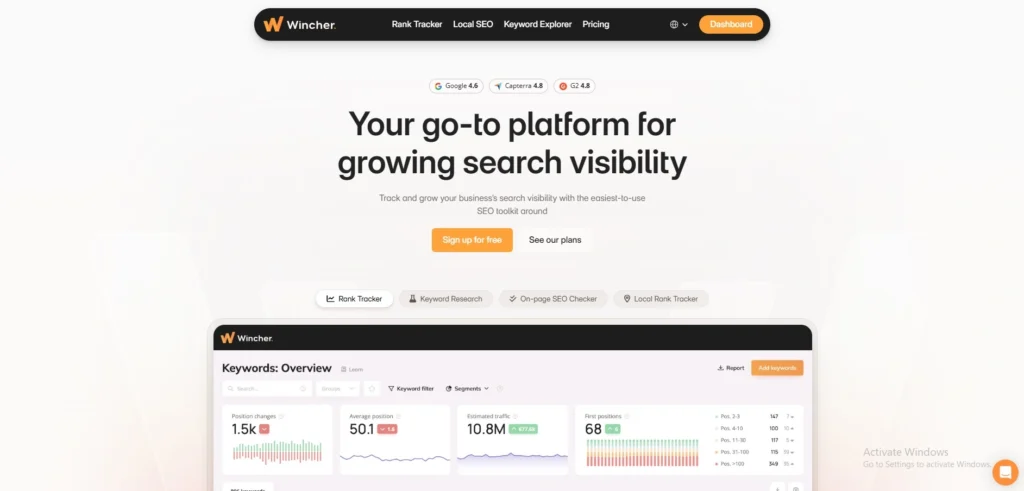 rank tracking tools-Wincher
