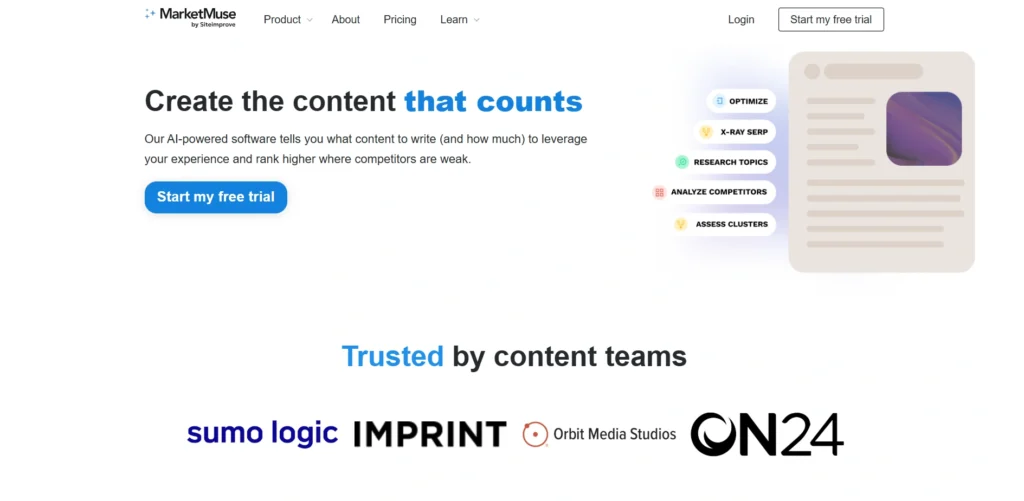 On Page SEO Tools-MarketMuse